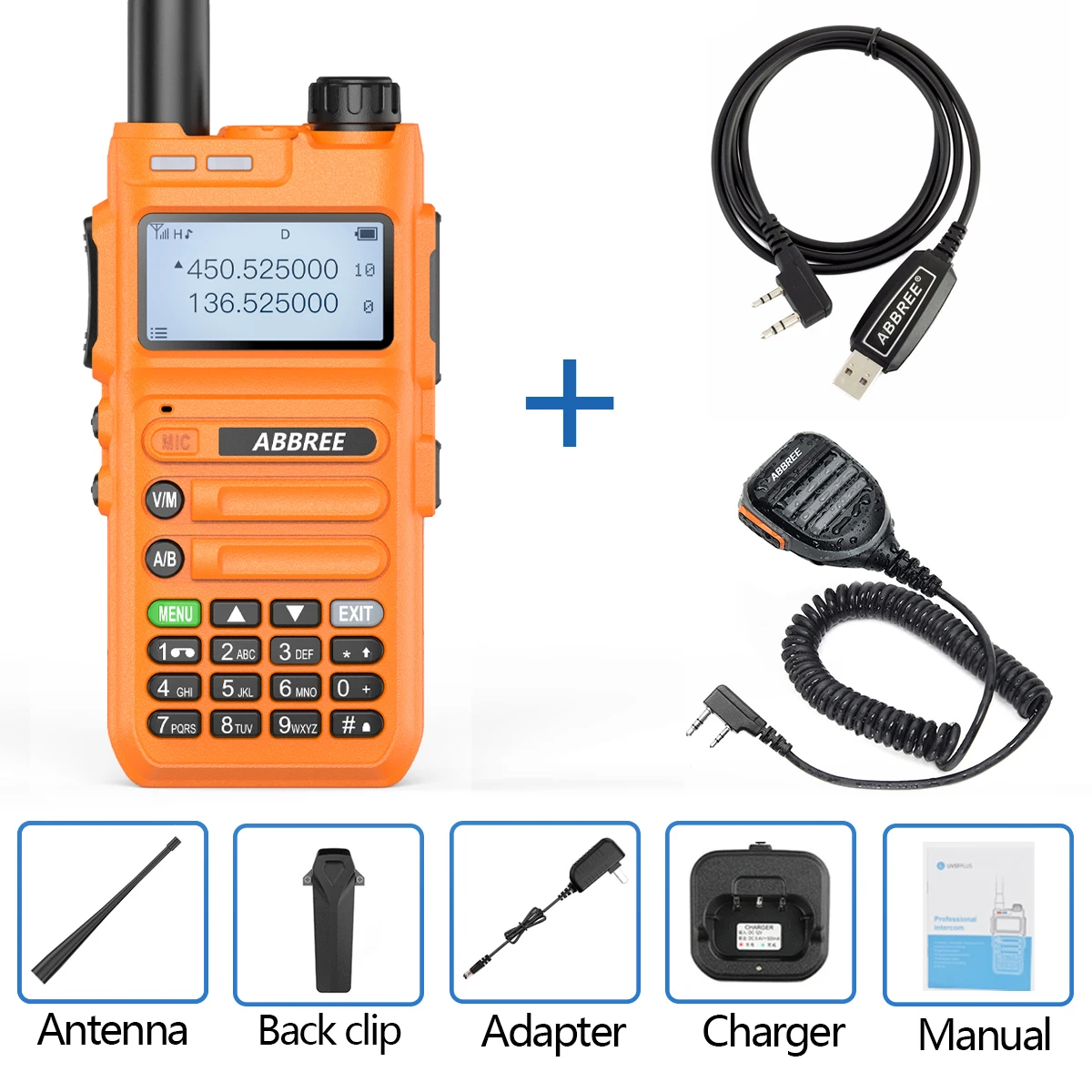 ABBREE AR-F5 Automatic Wireless Copy Frequency Walkie Talkie Station Full Band 136-520MHz USB Charging Two Way Radio long distance walkie talkie Walkie Talkie