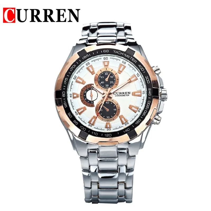 white white gold CURREN часы для мужчин Военная Униформа Relogio Masculino кварцевые часы для мужчин s часы лучший бренд класса люкс спортивные наручные часы для мужчин s модный бренд - Цвет: white white gold
