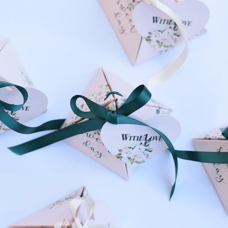 Новинка 100 шт. треугольная пирамида белый зеленый сладкий день цветок коробки для