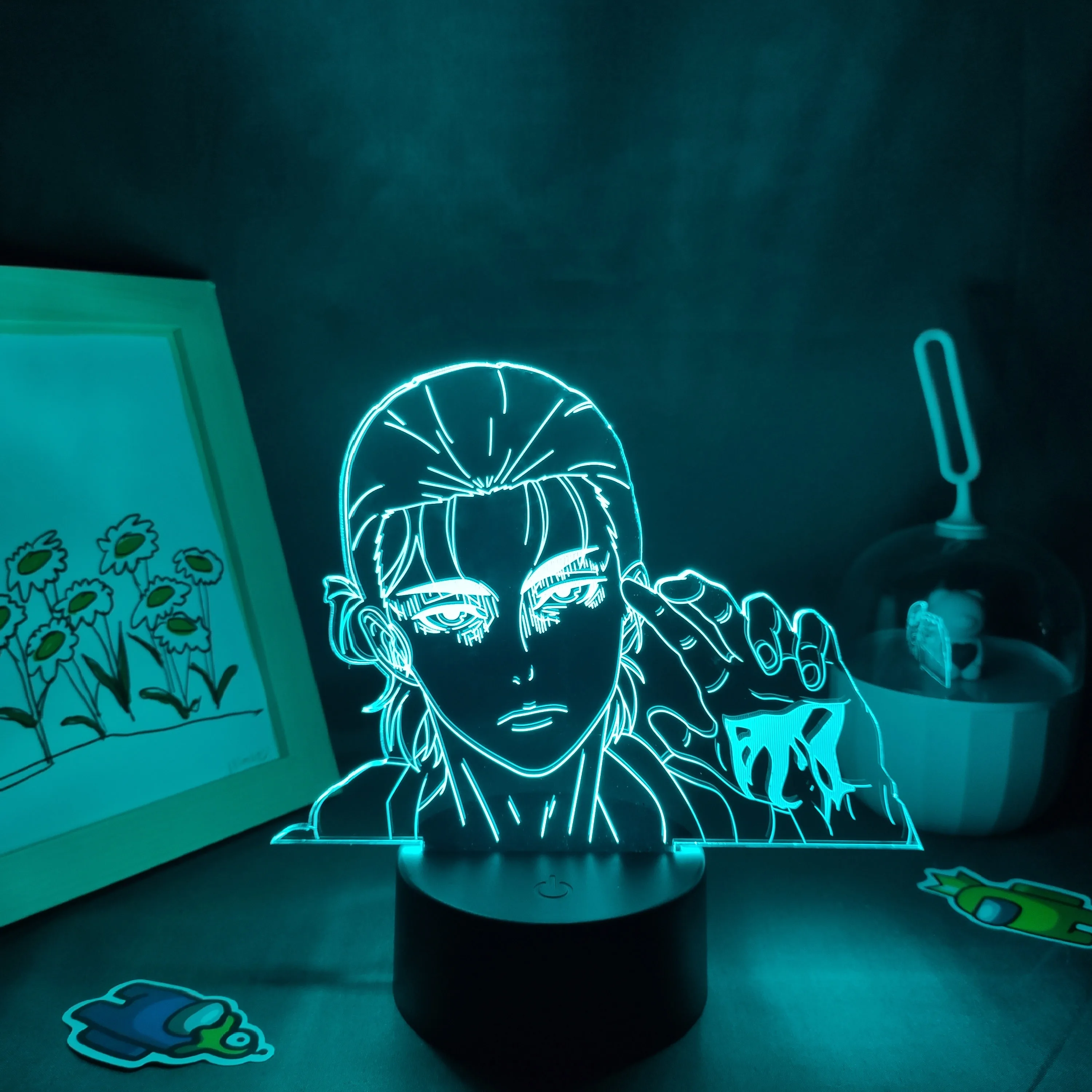 Attack on Titan 4 Anime Figure Eren Yeager Jaeger Led Night Light Manga RGB Gift Shingeki No Kyojin 3D Lamps Bedroom Table Decor bathroom night light