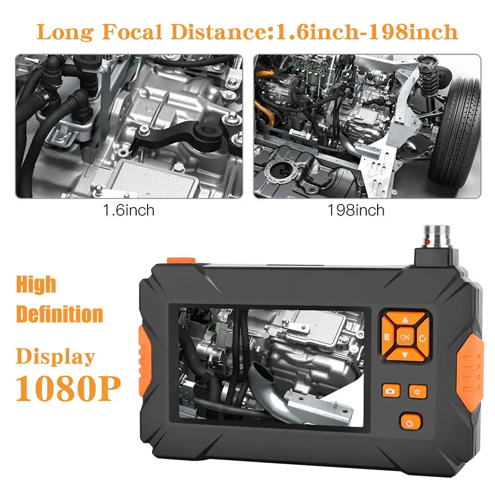 Industrial Endoscope Handheld Video Borescope HD 1080P Underwater Micro Pipe Inspection Scope Camera with 4.3inch Display Screen