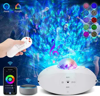 

Galaxy Projector Ocean Wave Projector Works with Alexa & Google with WiFi APP & Voice Control Bluetooth Night Light Perfec