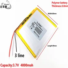 3 linie 388090 3,7 V 4000 mah Lithium-polymer-Batterie mit Schutz Bord Für 7 zoll 8 zoll 9 zoll tablet PC Ainol Aurora