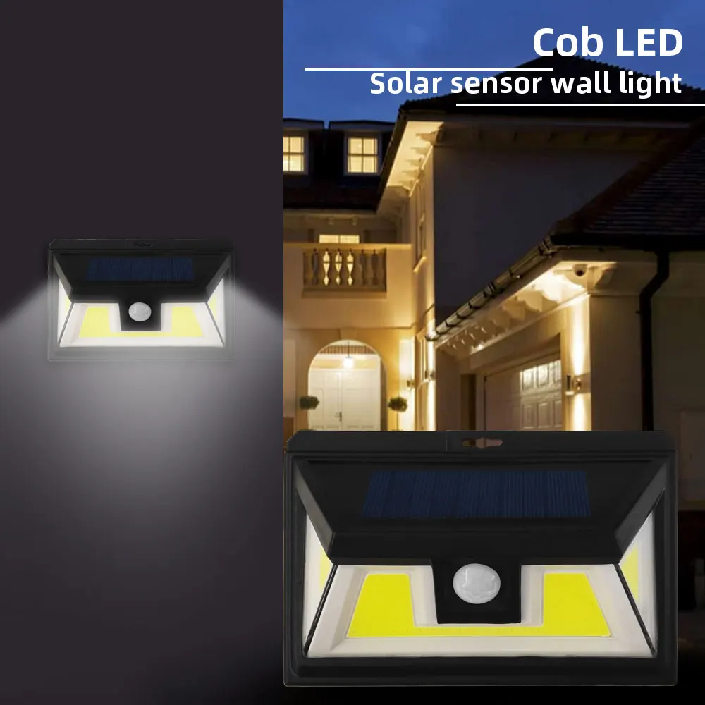 1-4PCS Solar Wall Lamp 3 Modes Solar Powered Light Motion Sensor Outdoor Waterproof Bright Energy Saving Garden Lighting 76 COB