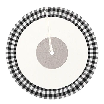 

Christmas Tree Skirt 48 Inch White and Black Plaid Floor Mat Tree Skirt for New Year Xmas Party Home Decoration Carpet