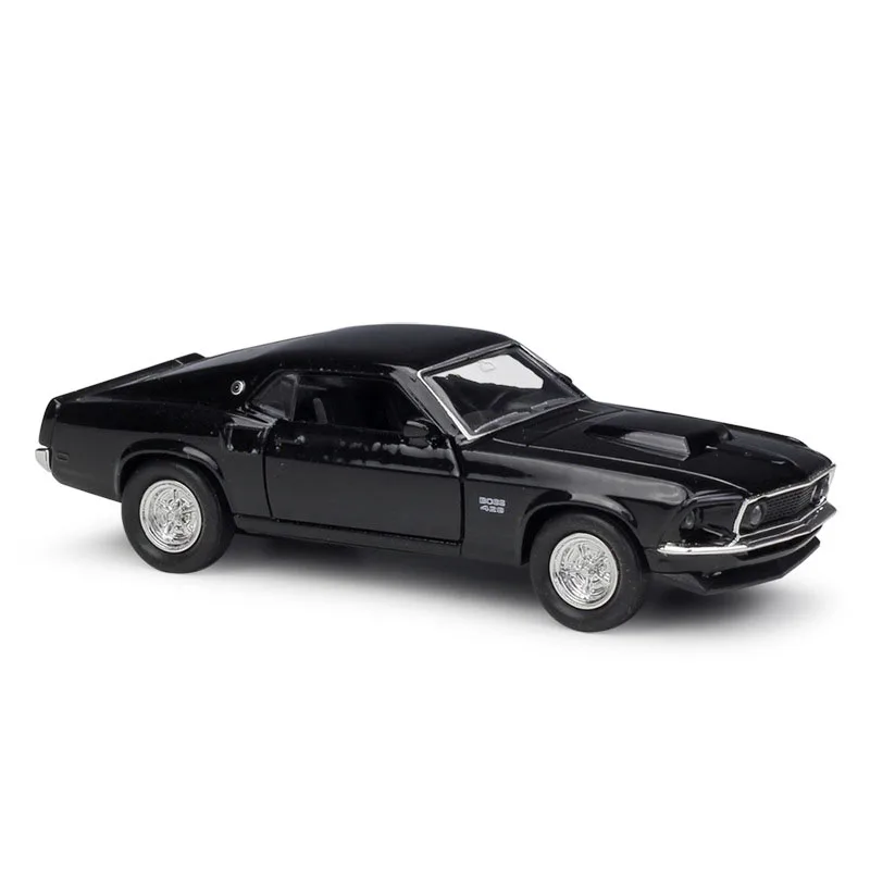Модель игрушечных машин из 1/36 сплава, 1969 Ford Mustang Boss 429, черный автомобиль, статическая Коллекция игрушек для детей