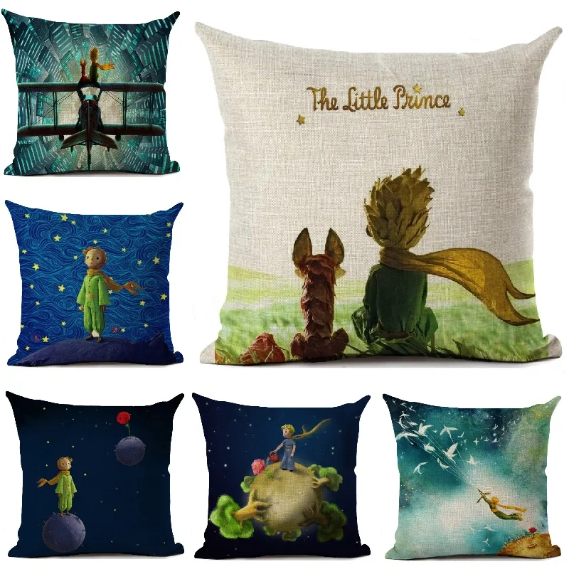 Little Prince Cushion Cover Cartoon Series Printed Car Sofa Throw Pillows Living Room Home Decoration Square Pillow Case Cojines