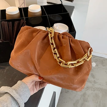 

Fashion Small Bag 2020 New Portable Women's Single Shoulder Chain Pleated Large Pack Phone Package Solid Color C261