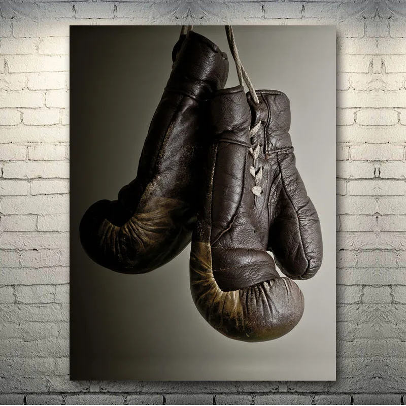 Боксерские перчатки винтажный фото плакат настенное Искусство Холст Картина