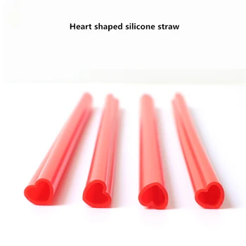 

DHL Heart shape Silicone Straw 500PCS Wholesale Reusable Drinking Straws Bag Brush Eco Friendly Drink Bar Accessories 21cm 25cm