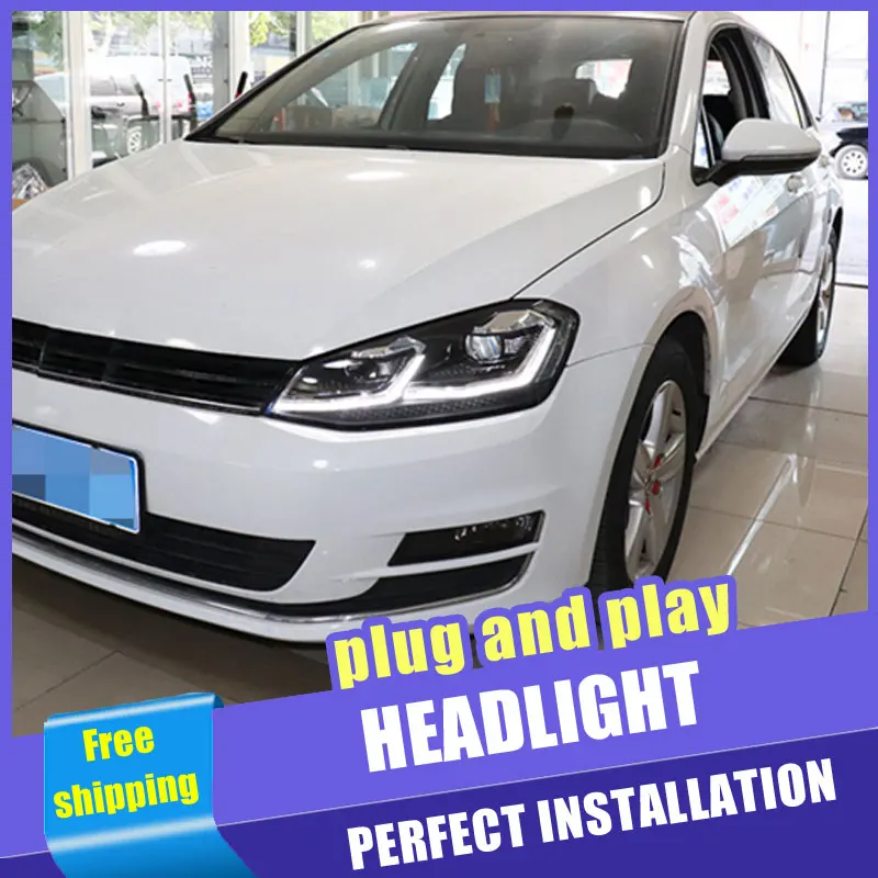 2 шт. автомобильный стиль светодиодный фары для golf 7 2013- для golf 7 Головной фонарь светодиодный DRL Объектив двойной луч H7 HID Xenon bi xenon объектив