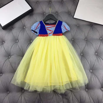 

European and American parent-child outfit 2020 spring and summer new styles Short sleeve matching screen yarn Girl's dress