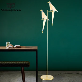 

Acrylic Bird Floor Lamp Art Deco Floor Lamps for Living Room Bedroom Standing Lamp Study Beside Origami Gold Floor Lamp Fixture
