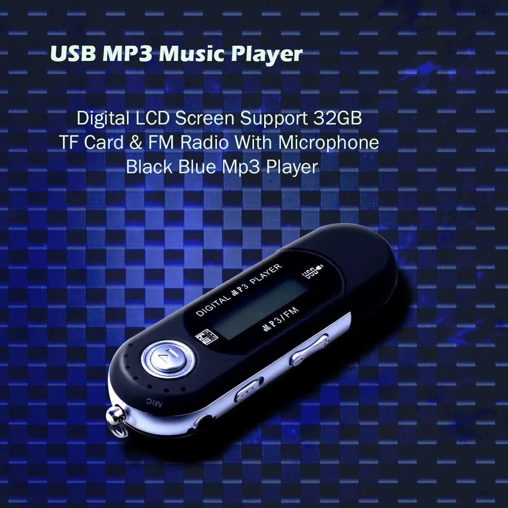 Portable Music MP3 Player Digital USB LCD Screen Support 32GB Flash TF FM Radio 
