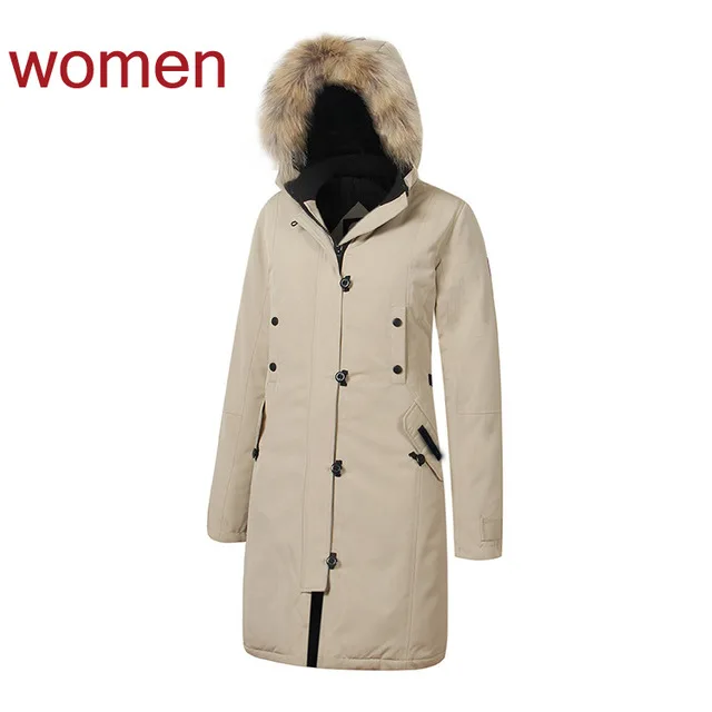 women skin Канада Goode зимняя куртка мужская белая куртка на утином пуху Мужская парка средней длины утепленная парка с меховым капюшоном Верхняя одежда куртка пальто - Color: women skin