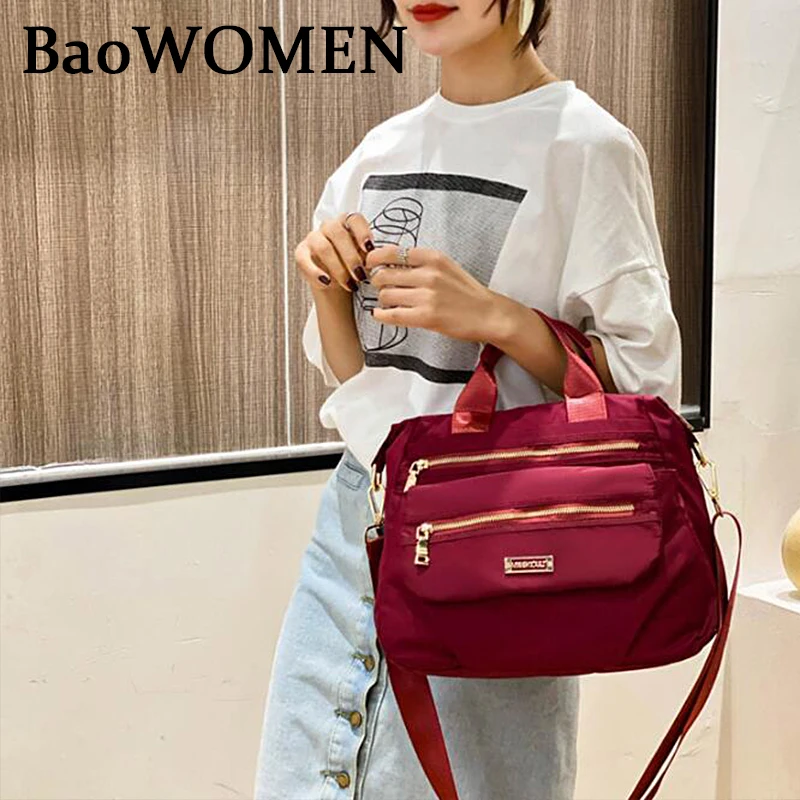

BaoWomen Travel Women Backpacks Small Multifunctional Shoulder Bag For Women Solid Color Waterproof Nylon Multi Pocket Packbag