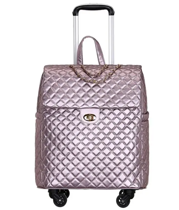 2020 New travel rolling bag for women PU baggage bag Women Wheeled Luggage bag Cabin Trolley Bag on wheels Trolley Suitcase images - 6