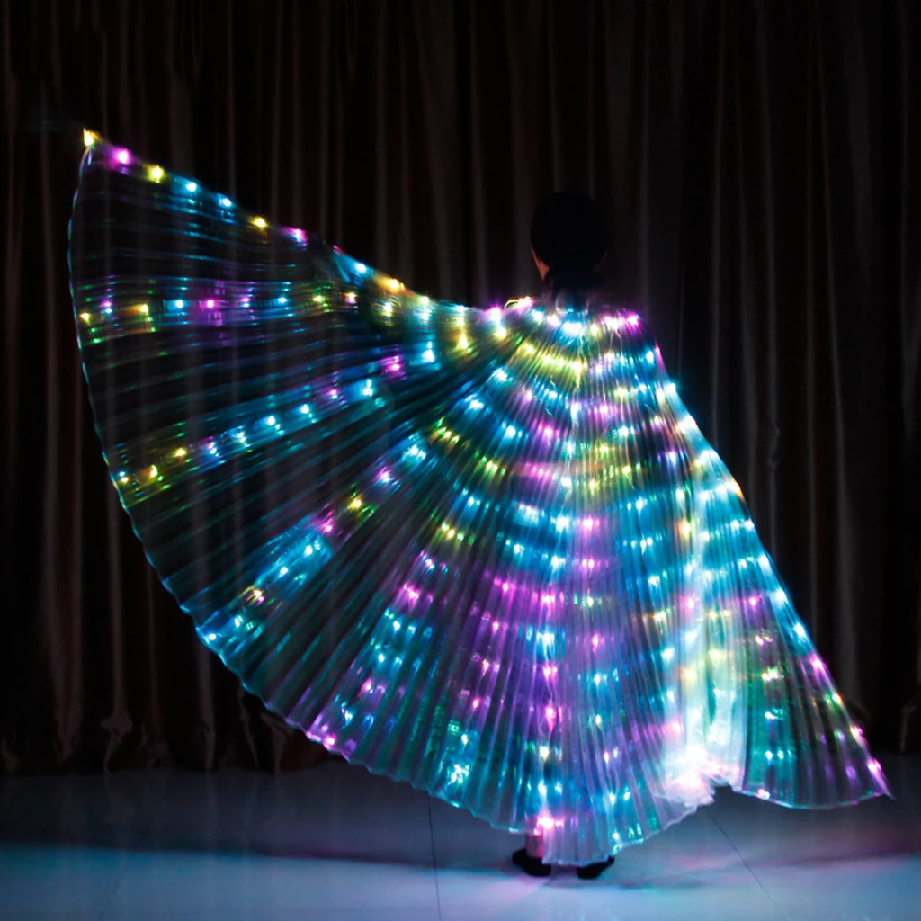 Belly Dance LED Wings, Butterfly Lighted Isis Wings, Halloween Carnival Child Costume Colorful Angel Wings