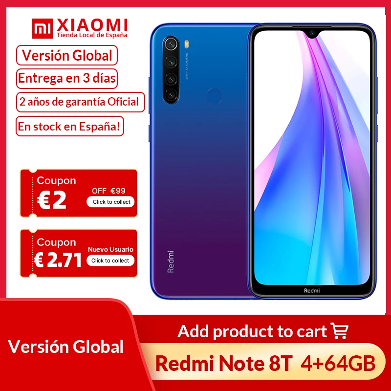 Global version Xiaomi Redmi Note 8 T 4GB 64GB Mobile Snapdragon 665 NFC 48MP Camera 4000mAh 18W Quick Charge | Мобильные телефоны и