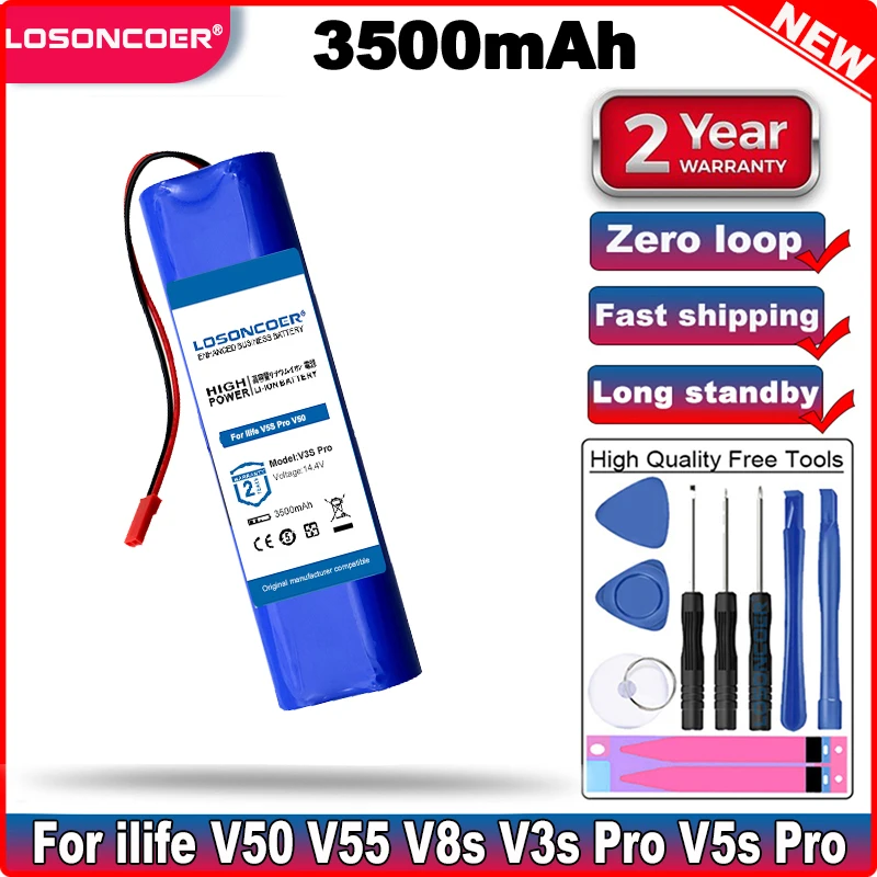 LOSONCOER 14 4 V 3500 мА/ч хорошее качество Батарея для ilife V50 V55 V8s V3s Pro V5s X750 Аккумулятор