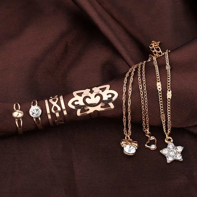 Модные свадебные ювелирные наборы для женщин Роскошные золотые Кристальные серьги-гвоздики любовь кулон ожерелья набор подарки NE+ BR+ EA+ RI - Окраска металла: 74