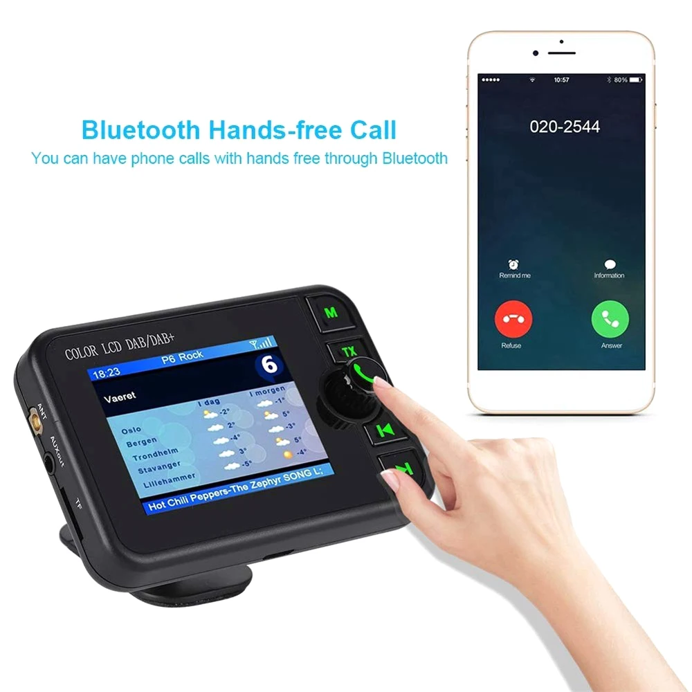 Автомобильный мини-цифровой радиоприемник Bluetooth MP3 музыкальный плеер fm-передатчик с красочным ЖК-экраном Автомобильный USB зарядное устройство адаптер