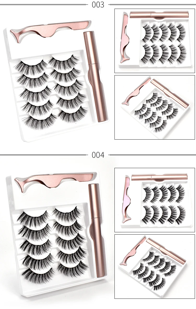 Новинка 3/5 пар 5 накладные ресницы на магнитах натуральный длинный Магнитный жидкий подводка для глаз и магнитный ненастоящий ресницы и набор пинцетов макияж набор