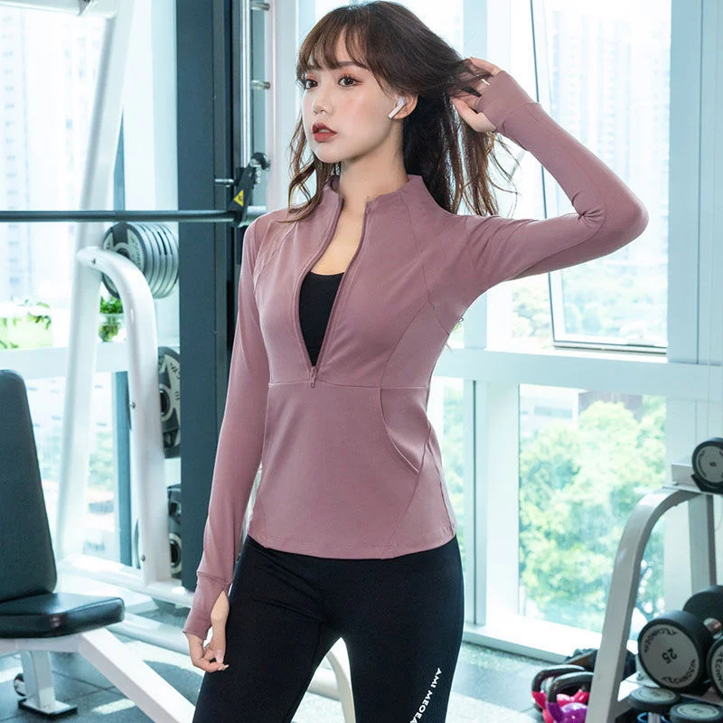 Yoga Crop Top Sportswear Running Yoga Top Da Donna Cardigan Manica Lunga Primavera Top Deportivo Mujer Camisetas