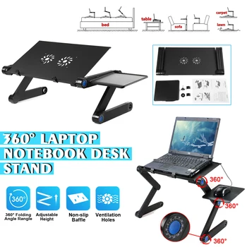 

Aluminum Laptop Folding Table Computer Desk Stand for Bed 360 Degree Rotation MultiFunctional Portable Folding Table