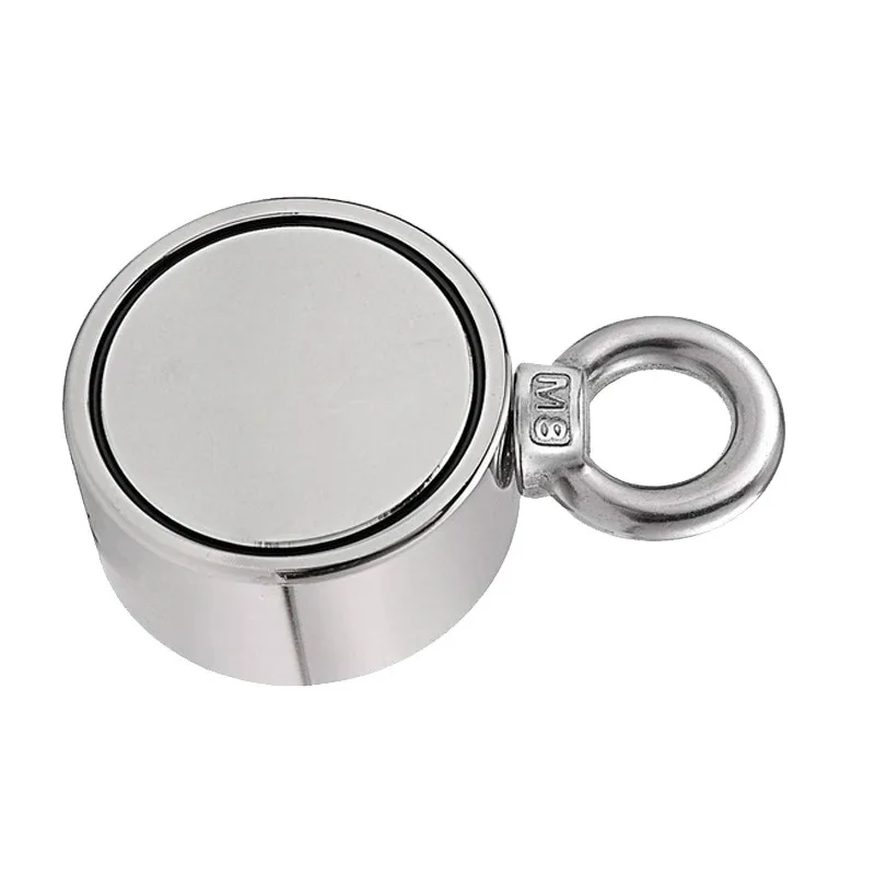 

New 500KG Double-sided Powerful Round Neodymium Magnet Hook Salvage Magnet Sea Fishing Equipments Holder with Ring and 10M Rope