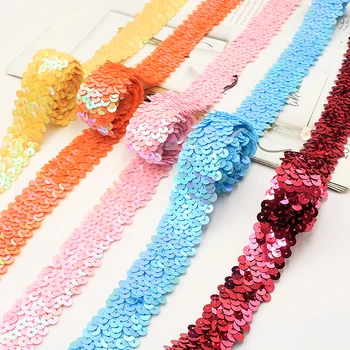 

50Yards 30Mm Sequins Lace Ribbons Elastic Lace Trims Stretch Fabric Diy Handmade Dance Dress Sewing Accessories Ruban Dentelle