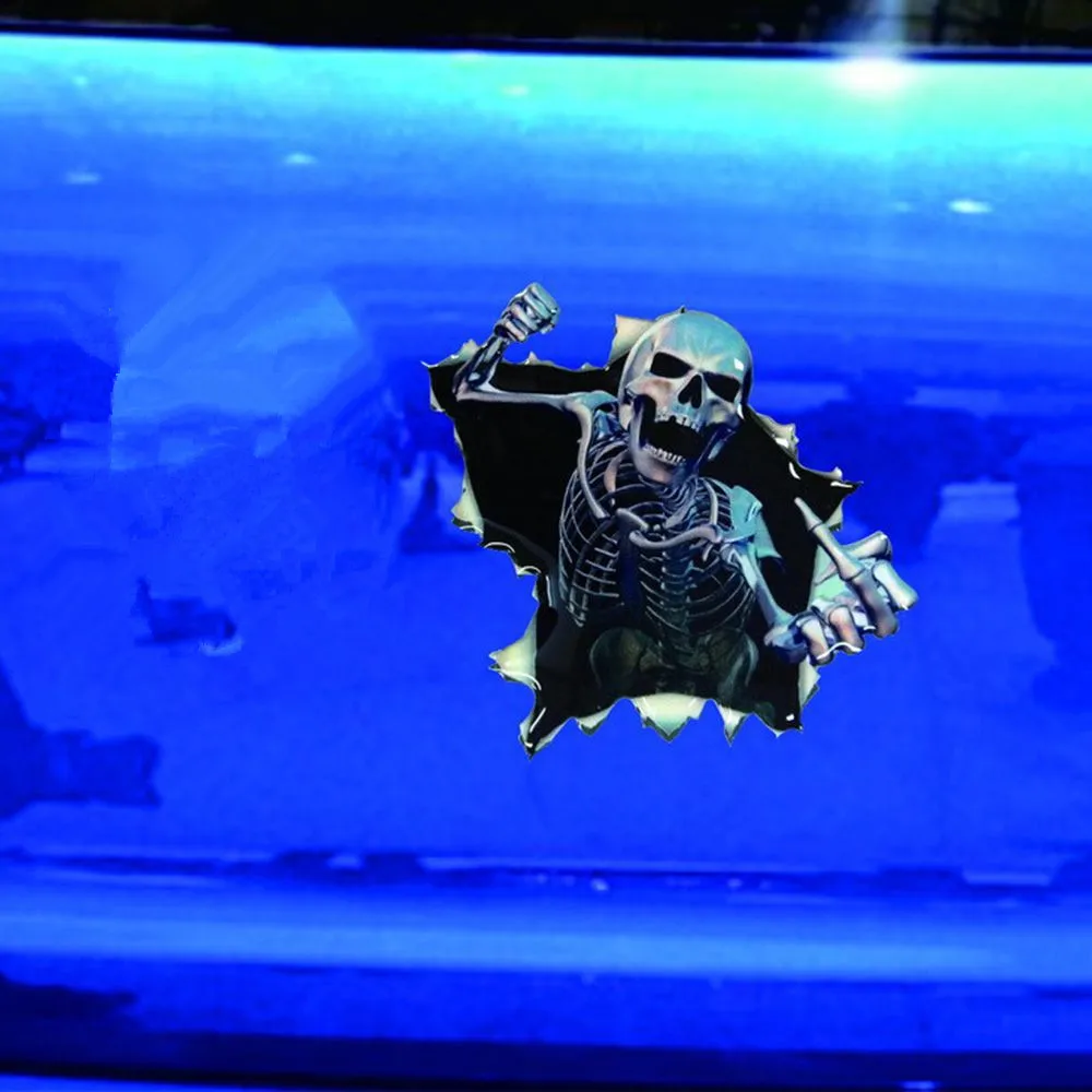 16*15 см Металлический Скелет Череп в пули отверстие забавная наклейка для автомобилей Красочные автомобильные наклейки s Авто