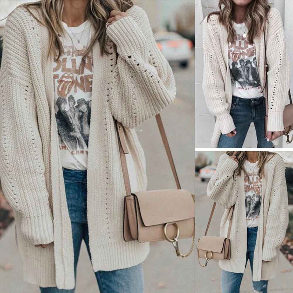 Autumn Winter Long Sleeve Knitwear Cardigans Women Large Size Knitted Sweater Cardigan Fashion Ladies Casual Outwear Coat