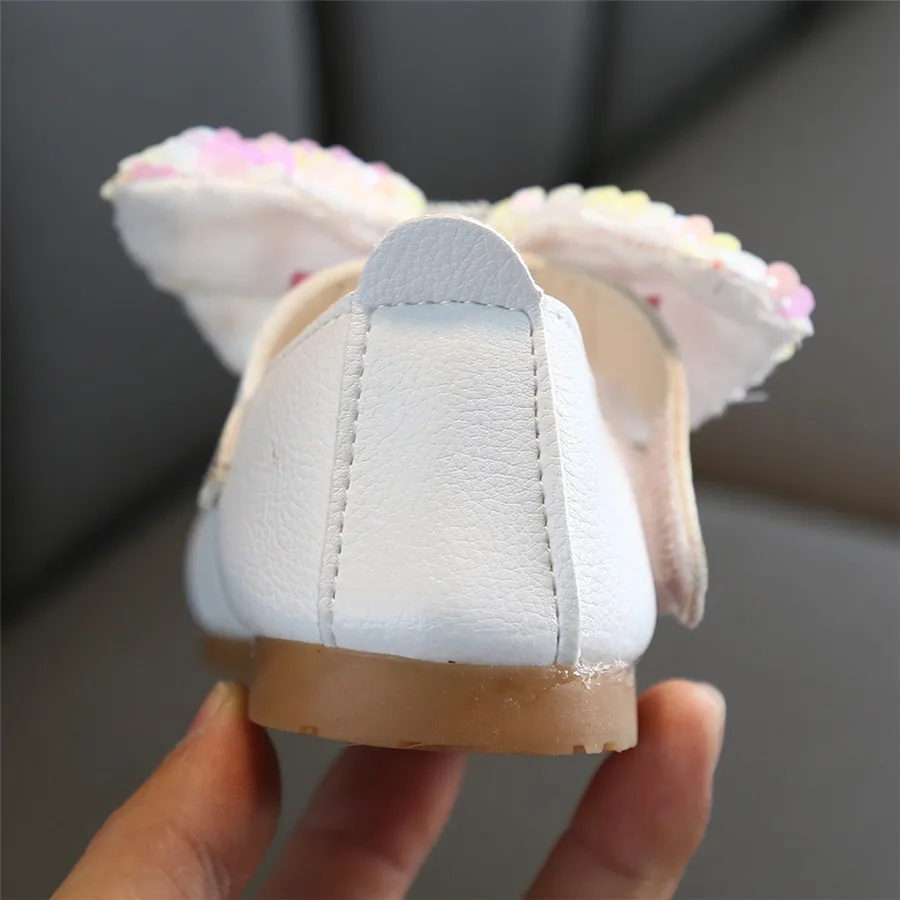Girls solid color sequins rhinestones bow princess shoes baby girl cute dance shoes casual shoes single non-slip bow shoes 35A14 (24)