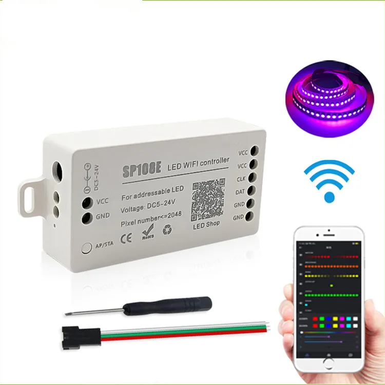 SP108E светодиодный Wi-Fi Magic Управление WS2812B WS2811 GS8208 полосы светильник Smart APP