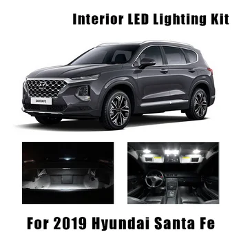 

11pcs White Car LED Lights Interior Package Kit Fit For 2019 Hyundai Santa Fe Map Dome Trunk Mirror License Lamp