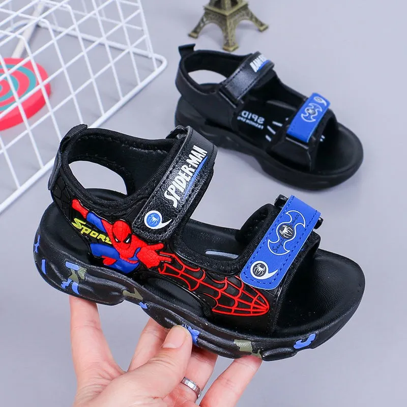 children's sandals Disney Summer Kids Sandal Baby Boys Cartoon Spiderman Print Sandals Sport Pu Leather Girls Soft Toddler Beach Sandals EUR 23-38 girl princess shoes