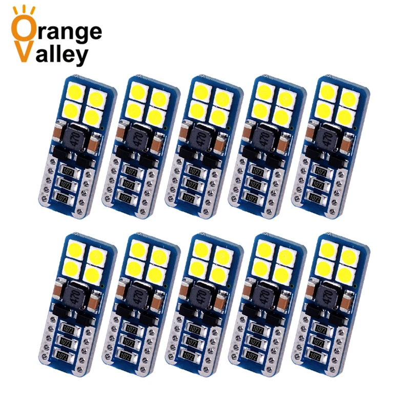 10 шт. постоянный ток T10 светодиодный 194 501 W5W 8 SMD 3030 Canbus Error Free Автомобиль