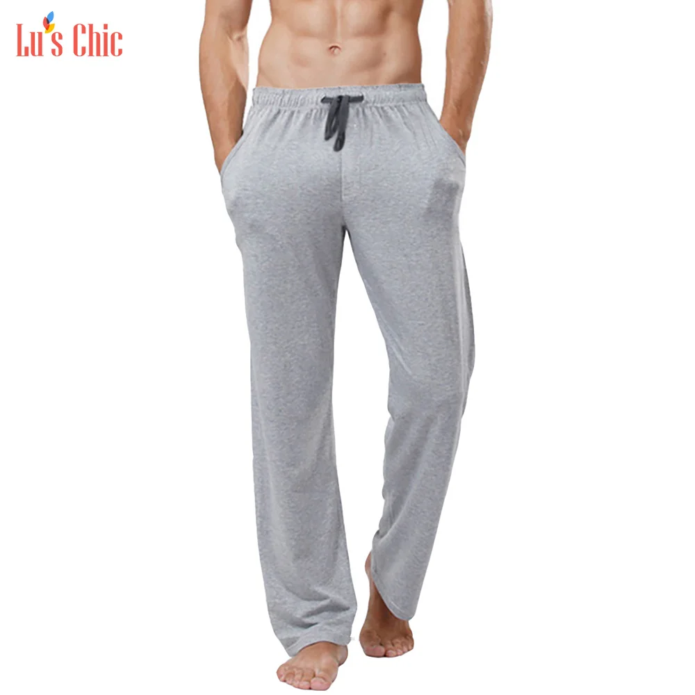 Lu's шикарные мужские пижамы из хлопка повседневная мягкая пижама брюки женское нижнее белье Loungwear с карманами