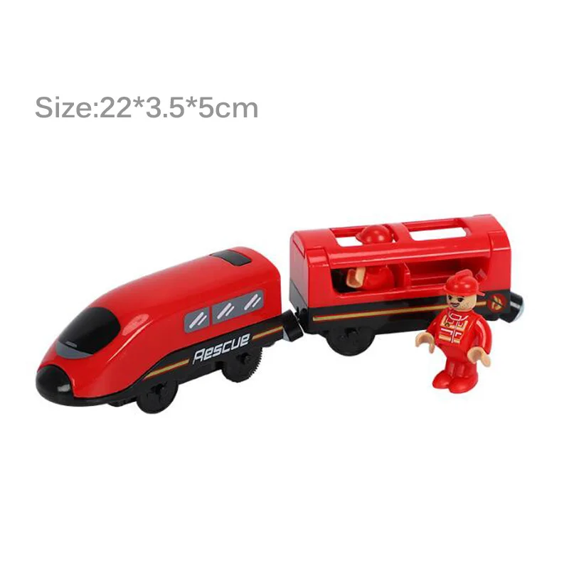 Set di treni elettrici giocattoli modello di treno auto elettrica adatta per ferrovia in legno treno in legno pista regalo di natale per bambini