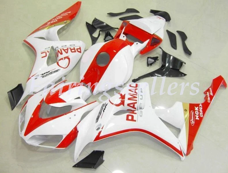 Литьевая Форма ABS Полный комплект обтекателя Подходит для Honda CBR1000RR 06 07 2006 2007 1000RR Обтекатели красный черный Rossi - Цвет: White Red