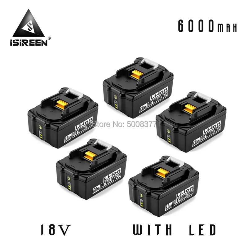 5 Pieces 6000 мА/ч, литий-ионный аккумулятор Батарея пакет BL1860 Замена для Makita 18V BL1830 BL1840 BL1850 Мощность инструмент Перезаряжаемые Батарея LXT400 - Цвет: 5 Pieces