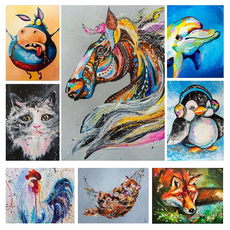 

Graffiti Art Animal Horse Canvas Painting Posters and Prints Cat Frog Fox Wall Art Pictures for Living Room Home Decoration