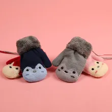Зимние теплые бархатные утепленные хлопковые перчатки детские плюшевые теплые рукавицы модные милые Мультяшные уличные плюшевые перчатки мультяшный стиль