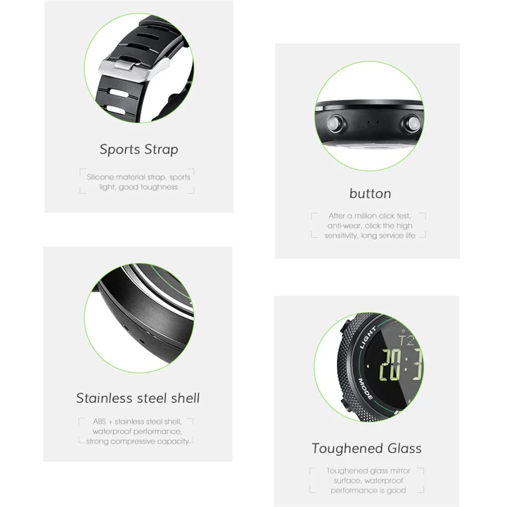 Spovan 50 м водонепроницаемый светодиодный цифровые часы для мужчин открытый бизнес Смарт-часы спортивные 3D шагомер компас погоды