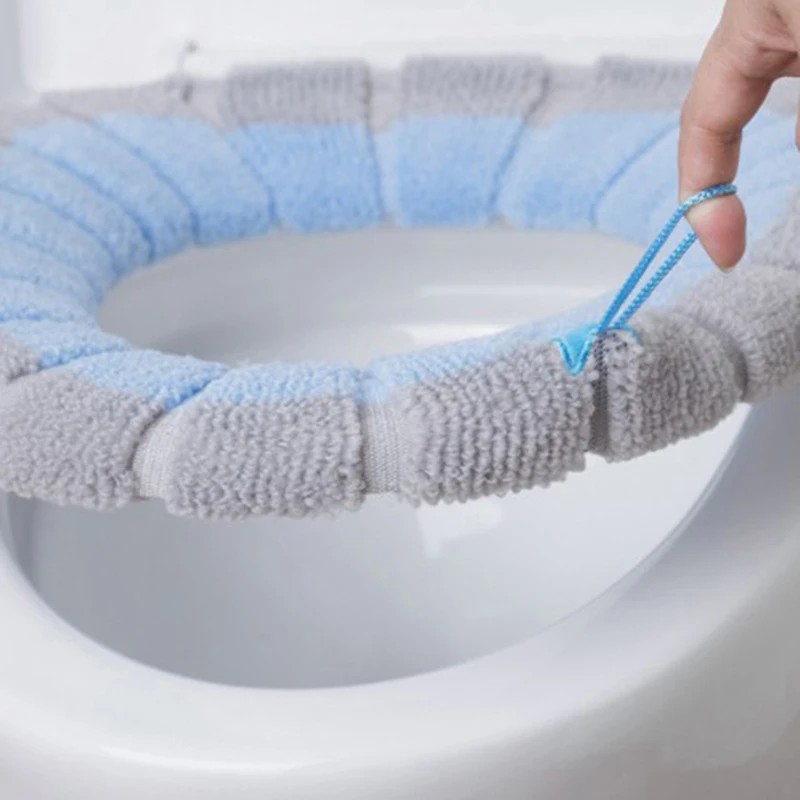 Stretchable Bathroom Toilet Seat Closestool Washable Soft Winter Warmer Mat Pad Cushion O-shape Toilet seat Bidet Covers toilet seat cover toilet seat accessories
