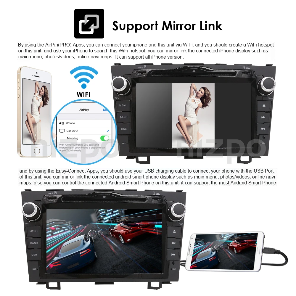 Flash Deal 2din HD QuadCore 4 A7 4*1.2GHz 1024X600 Android9.0 Car DVD Player Radio For Honda CRV 2006-2011 4G WIFI GPS Navigation USB VIDEO 9