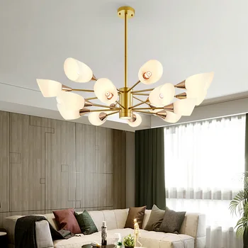 

Nordic postmodern LED art villa Pendent Lights living room lobby restaurant gold Pendent lamp creative personality tube lights
