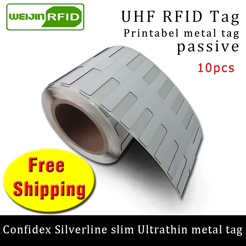 UHF RFID ультратонкий антиметаллический тег линии серебрения confidex тонкий 915 м 868 м M0nza4QT 10 шт. для печати ПЭТ Пассивная RFID Метка