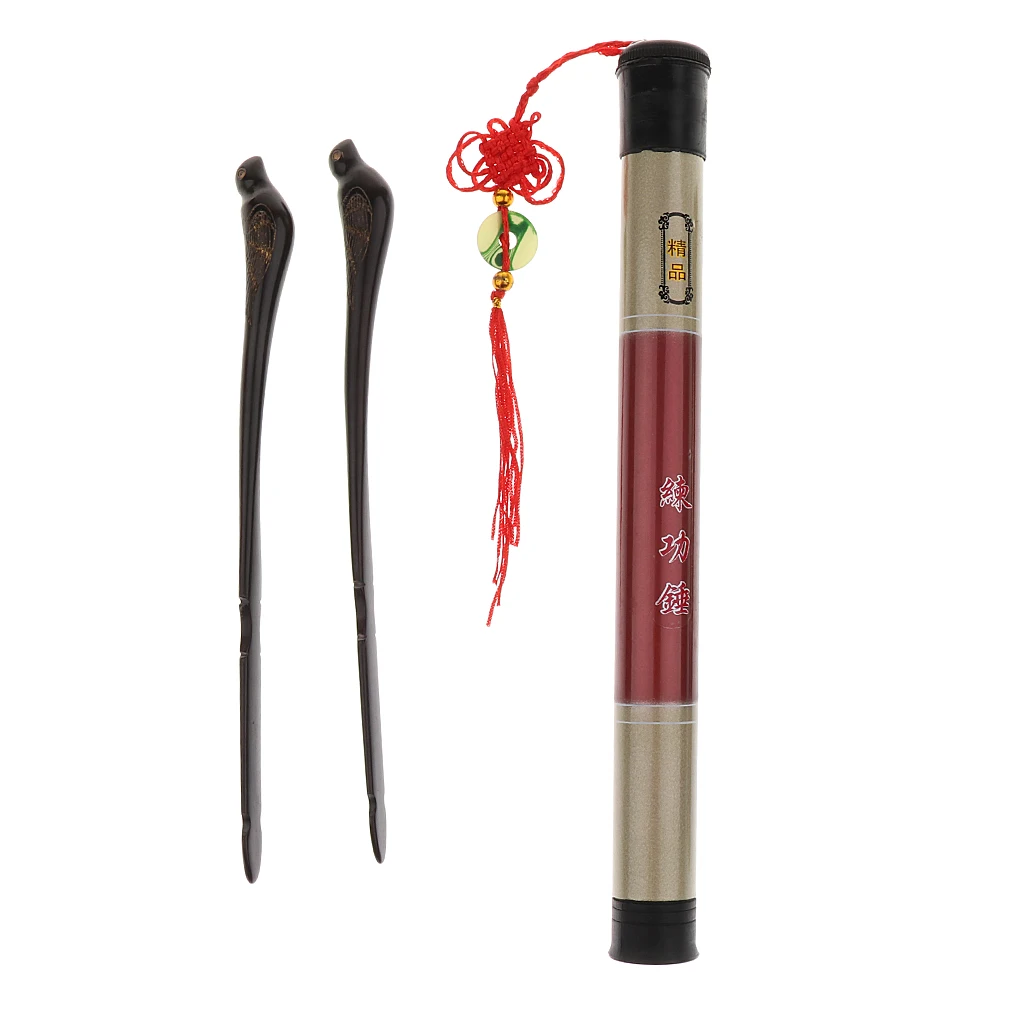 1 Set Ebony Beaters Mallets with Storage Box Holder for Dulcimer Yangqin Performance Accessory